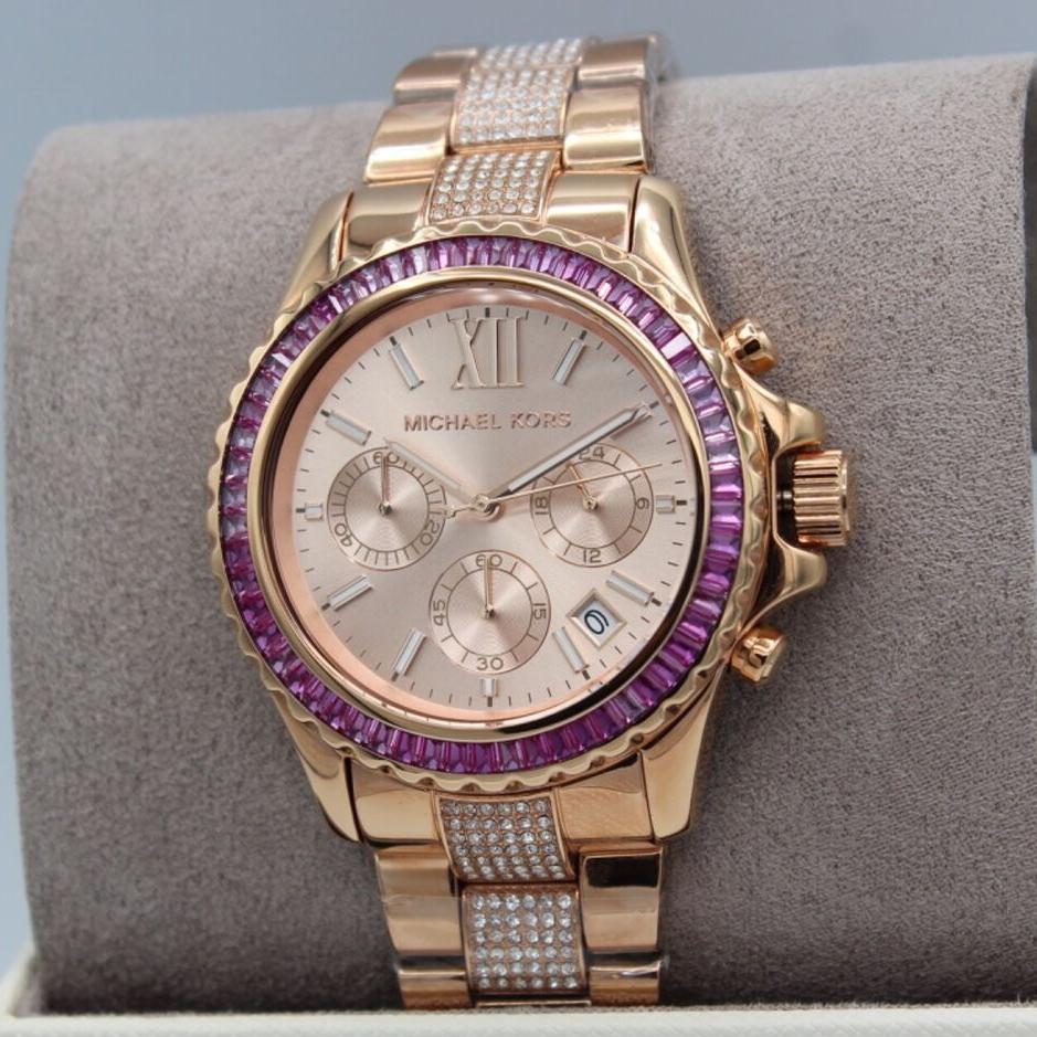 Shop Authentic Michael Kors Everest Chronograph Rose Gold Dial Rose Gold Steel Strap Watch For Women - MK7211 - Luxxuri