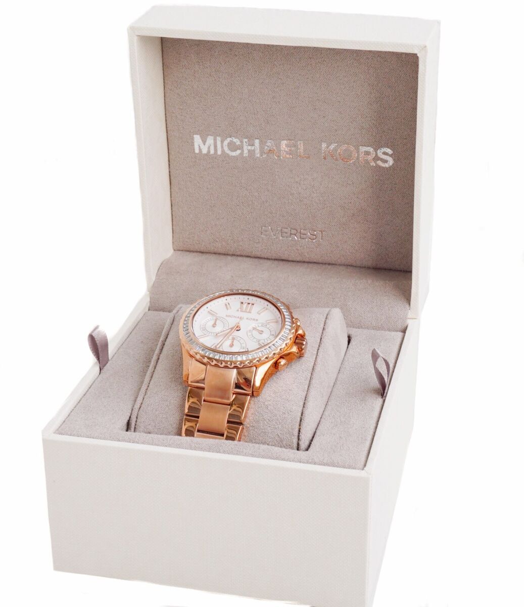 Shop Authentic Michael Kors Everest Chronograph Silver Dial Rose Gold Steel Strap Watch For Women - MK7213 - Luxxuri