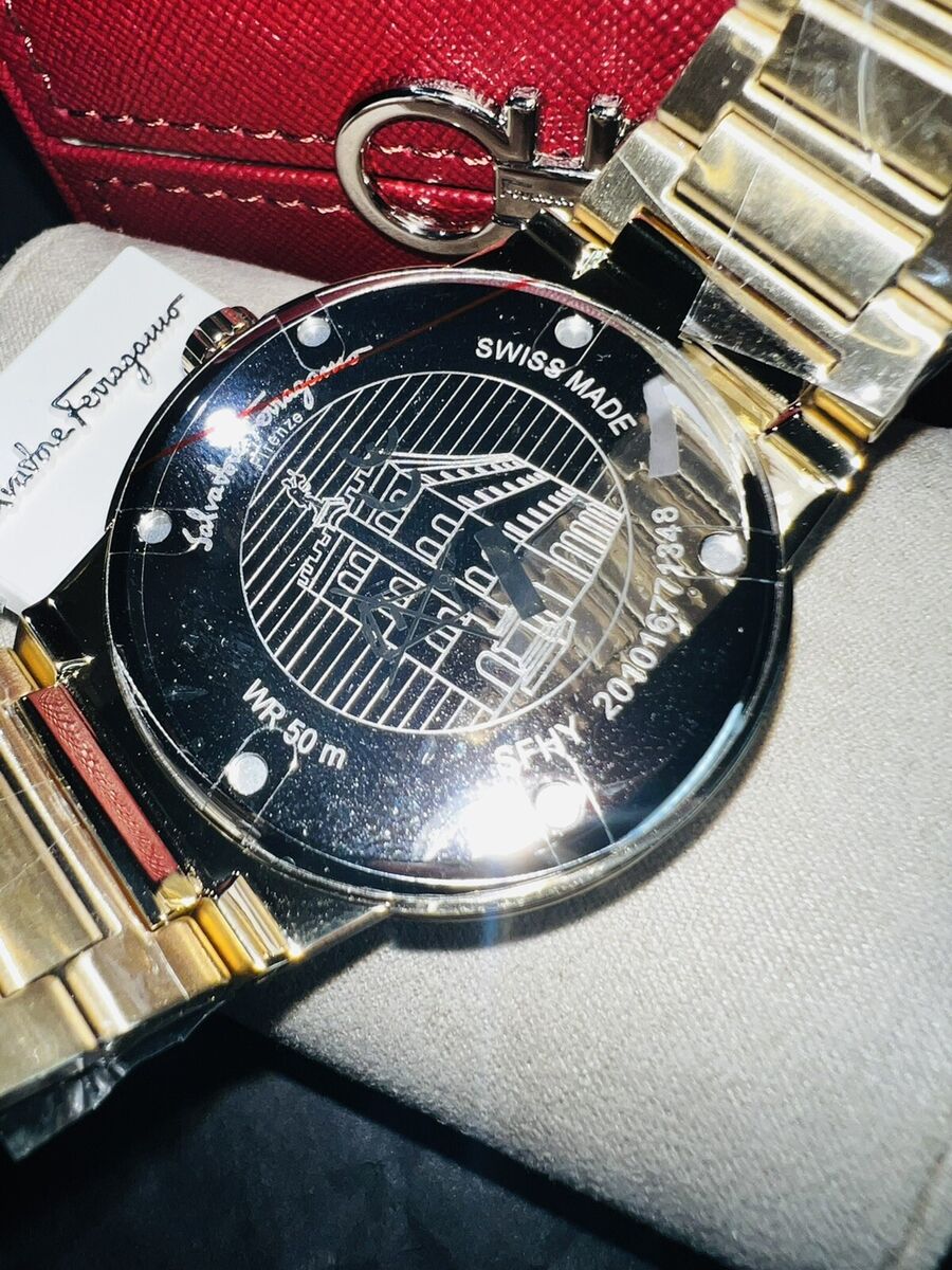 Shop Authentic Salvatore Ferragamo F-80 Classic Black Dial Gold Steel Strap Watch for Men - SFHY00821 - Luxxuri