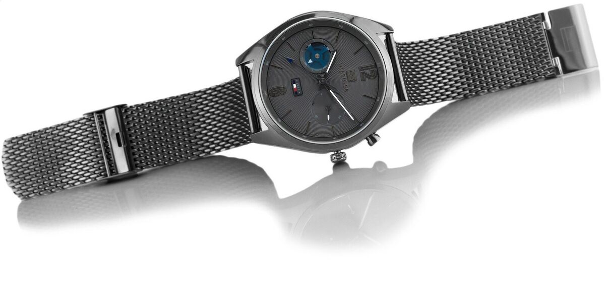 Shop Authentic Tommy Hilfiger Deacon Multifunction Black Dial Black Mesh Bracelet Watch for Men - 1791546 - Luxxuri