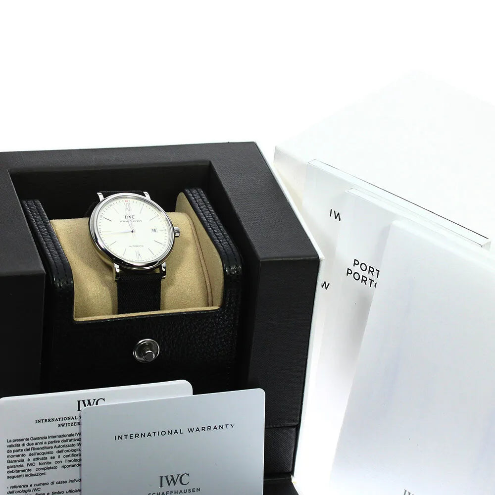 Shop Authentic IWC Portofino Automatic White Dial Black Leather Strap Watch for Men - IW356501 - Luxxuri