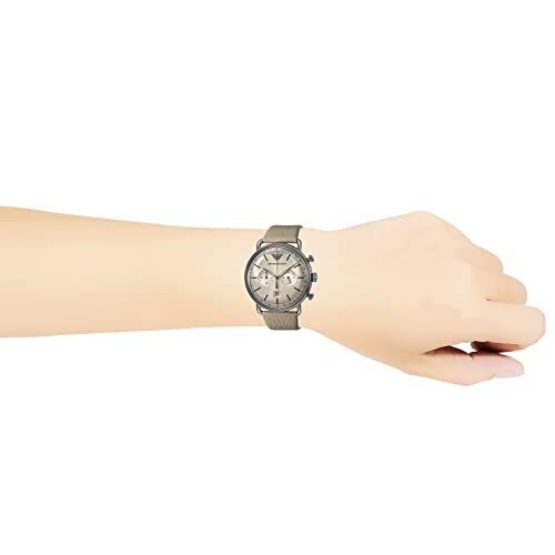 Shop Authentic Emporio Armani Aviator Chronograph Quartz Grey Dial Beige Leather Strap Watch For Men - AR11107 - Luxxuri