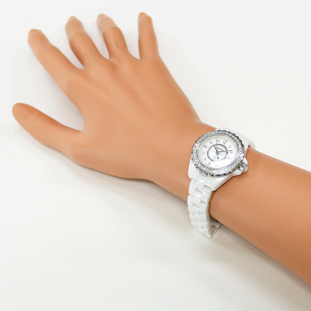 Shop Authentic Chanel J12 Diamonds Quartz White Dial White Steel Strap Watch for Women - J12 H2572 - Luxxuri