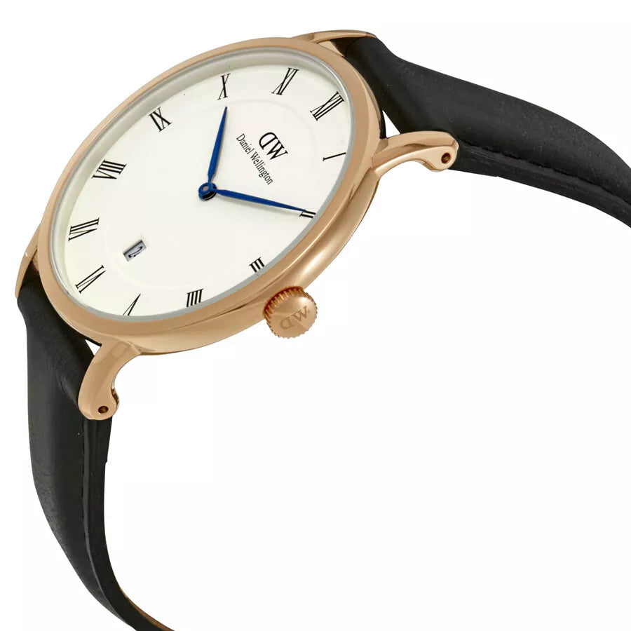 Shop Authentic Daniel Wellington Classic Sheffield White Dial Black Leather Strap Watch For Men - DW00100084 - Luxxuri