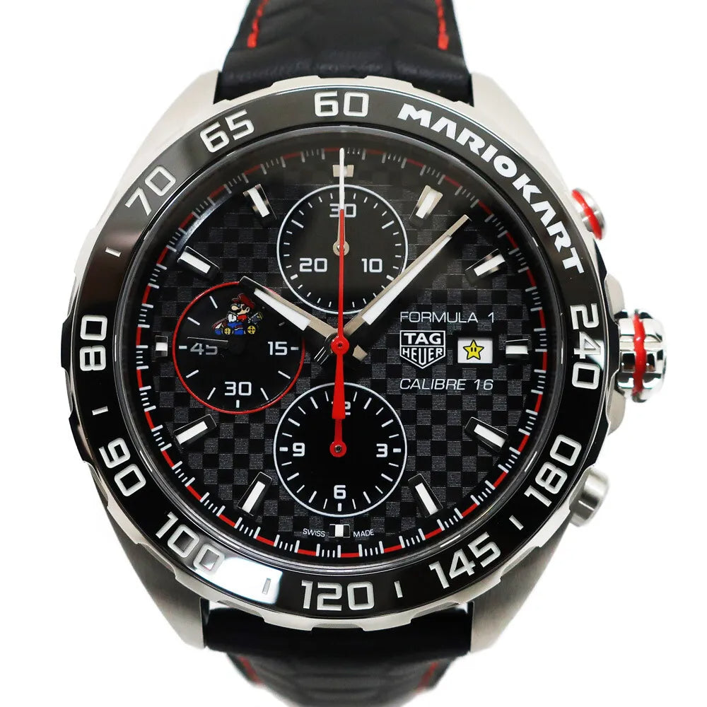 Shop Authentic Tag Heuer Formula 1 Mario Kart Chronograph Black Dial Black Leather Strap Watch for Men - CAZ201E.FC6517 - Luxxuri