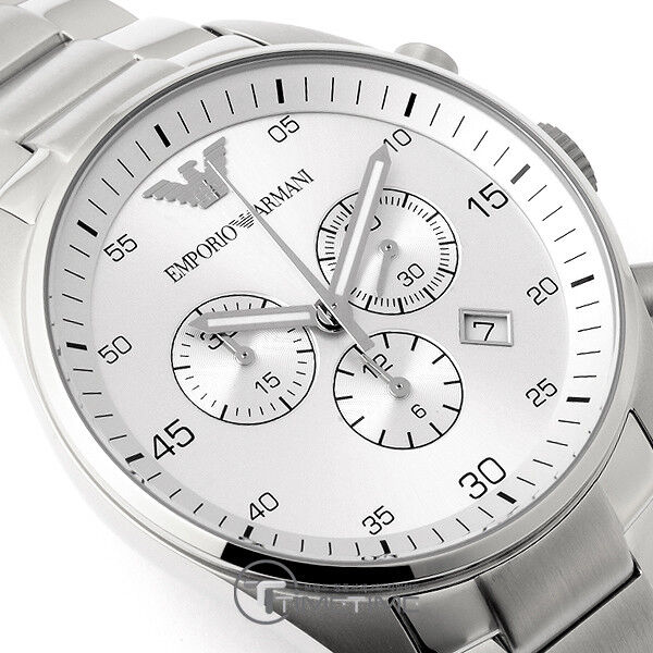 Shop Authentic Emporio Armani Sportivo Chronograph Silver Dial Silver Steel Strap Watch For Men - AR5963 - Luxxuri
