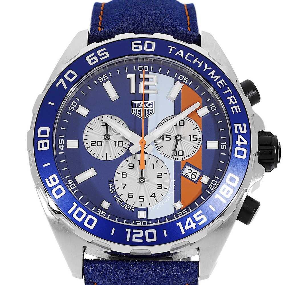 Shop Authentic Tag Heuer Formula 1 Gulf Edition Blue Dial Blue Leather Strap Watch for Men - CAZ101N.FC8243 - Luxxuri