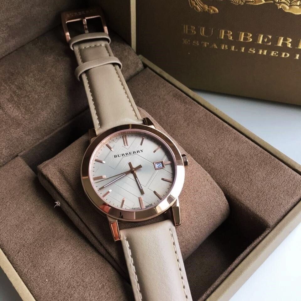 Shop Authentic Burberry The City Beige Dial Brown Leather Strap Watch for Women - BU9014 - Luxxuri