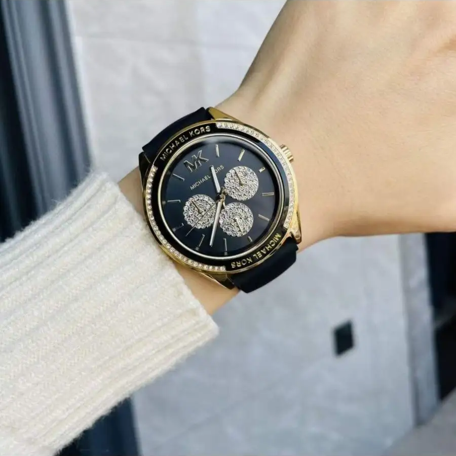Shop Authentic Michael Kors Quartz Black Dial Black Silicone Strap Watch For Women - MK6944 - Luxxuri