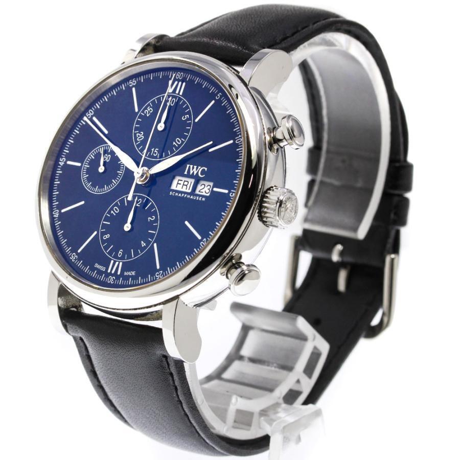 Shop Authentic IWC Portofino Chronograph Blue Dial Black Leather Strap Watch for Men - IW391023 - Luxxuri