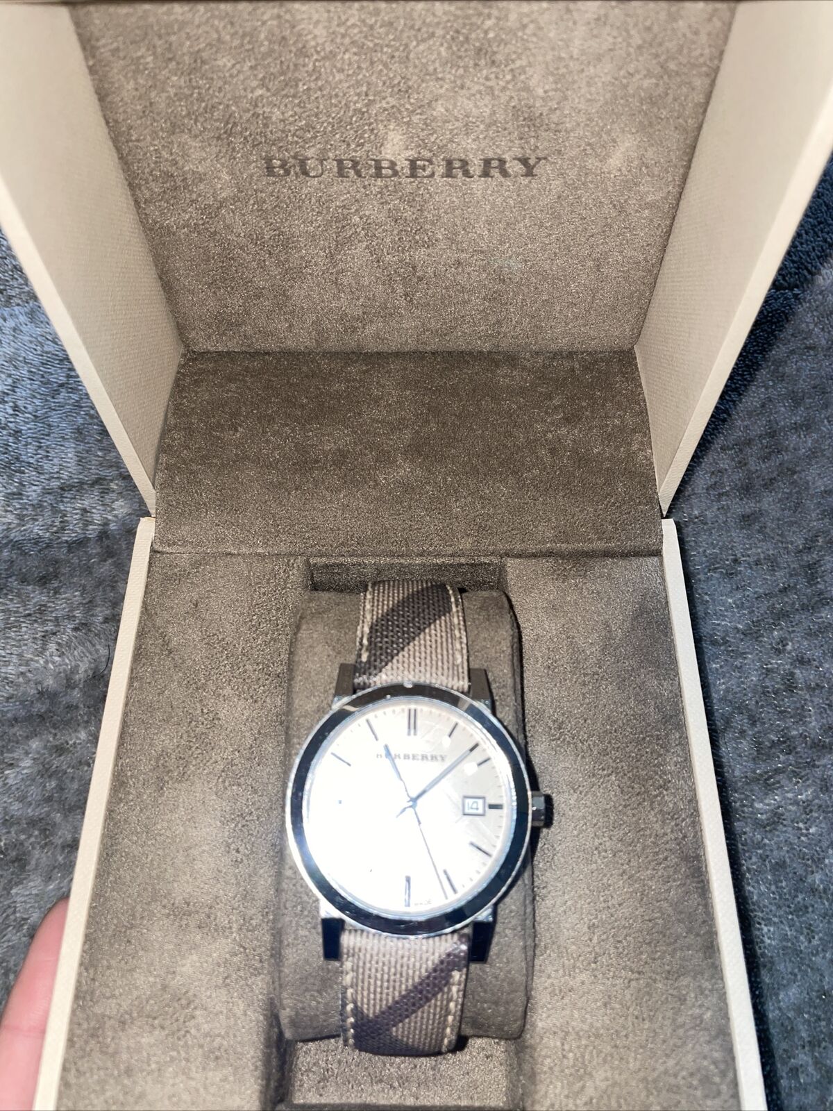 Shop Authentic Burberry The City Beige Dial Chequered Brown Leather Strap Watch for Women - BU9029 - Luxxuri