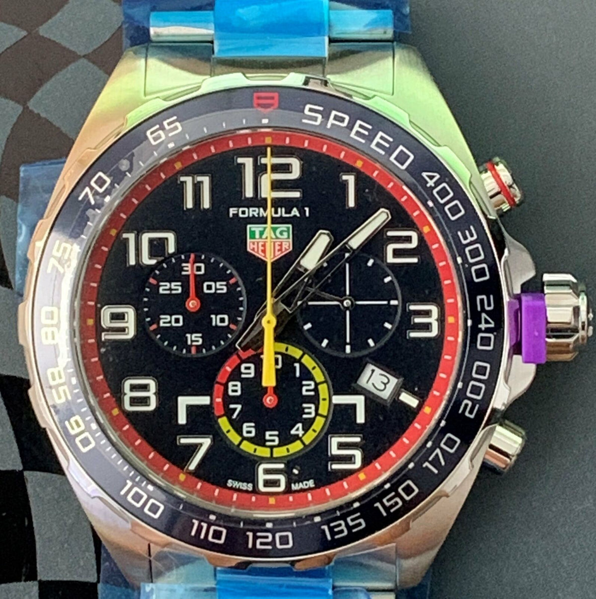 Shop Authentic Tag Heuer Formula 1 x Red Bull Racing Chronograph Blue Dial Silver Steel Strap Watch for Men - CAZ101AL.BA0842 - Luxxuri