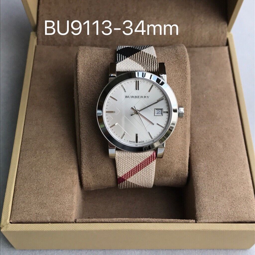 Shop Authentic Burberry The City White Dial Brown Leather Strap Watch for Women - BU9113 - Luxxuri