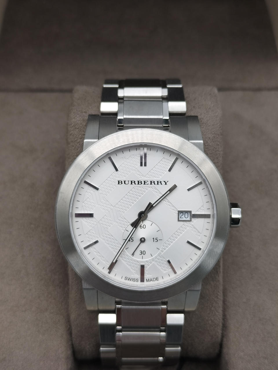 Shop Authentic Burberry The City Silver Dial Silver Steel Strap Watch for Men - BU9900 - Luxxuri