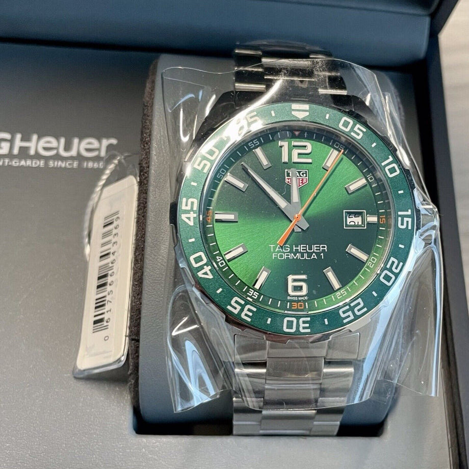 Shop Authentic Tag Heuer Formula 1 Quartz Green Dial Silver Steel Strap Watch for Men - WAZ1017.BA0842 - Luxxuri