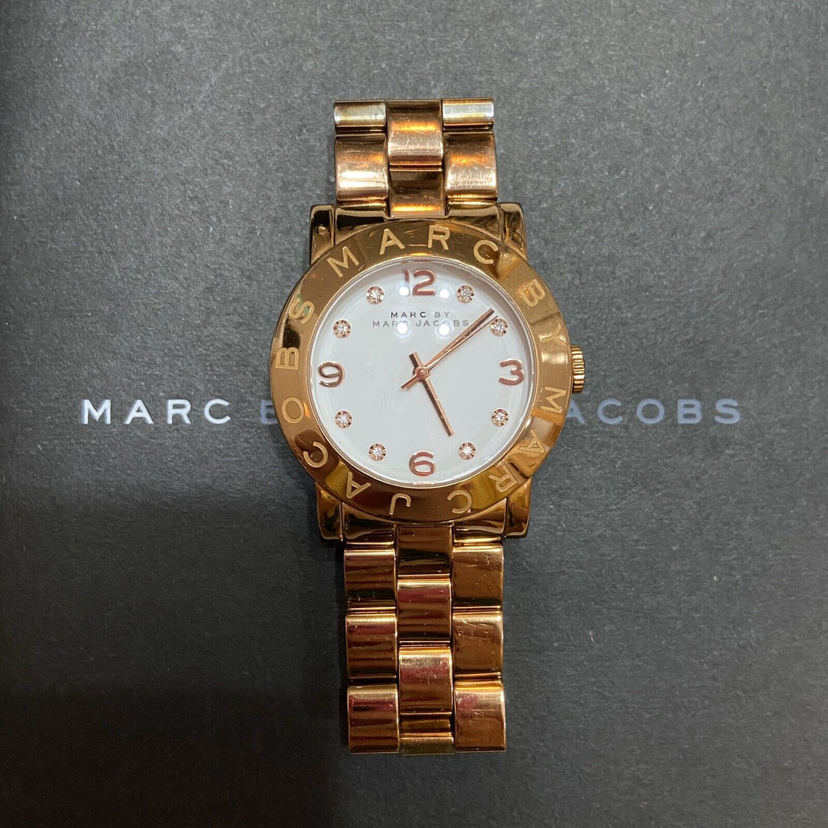 Shop Authentic Marc Jacobs Amy White Dial Rose Gold Steel Strap Watch for Women - MBM3077 - Luxxuri