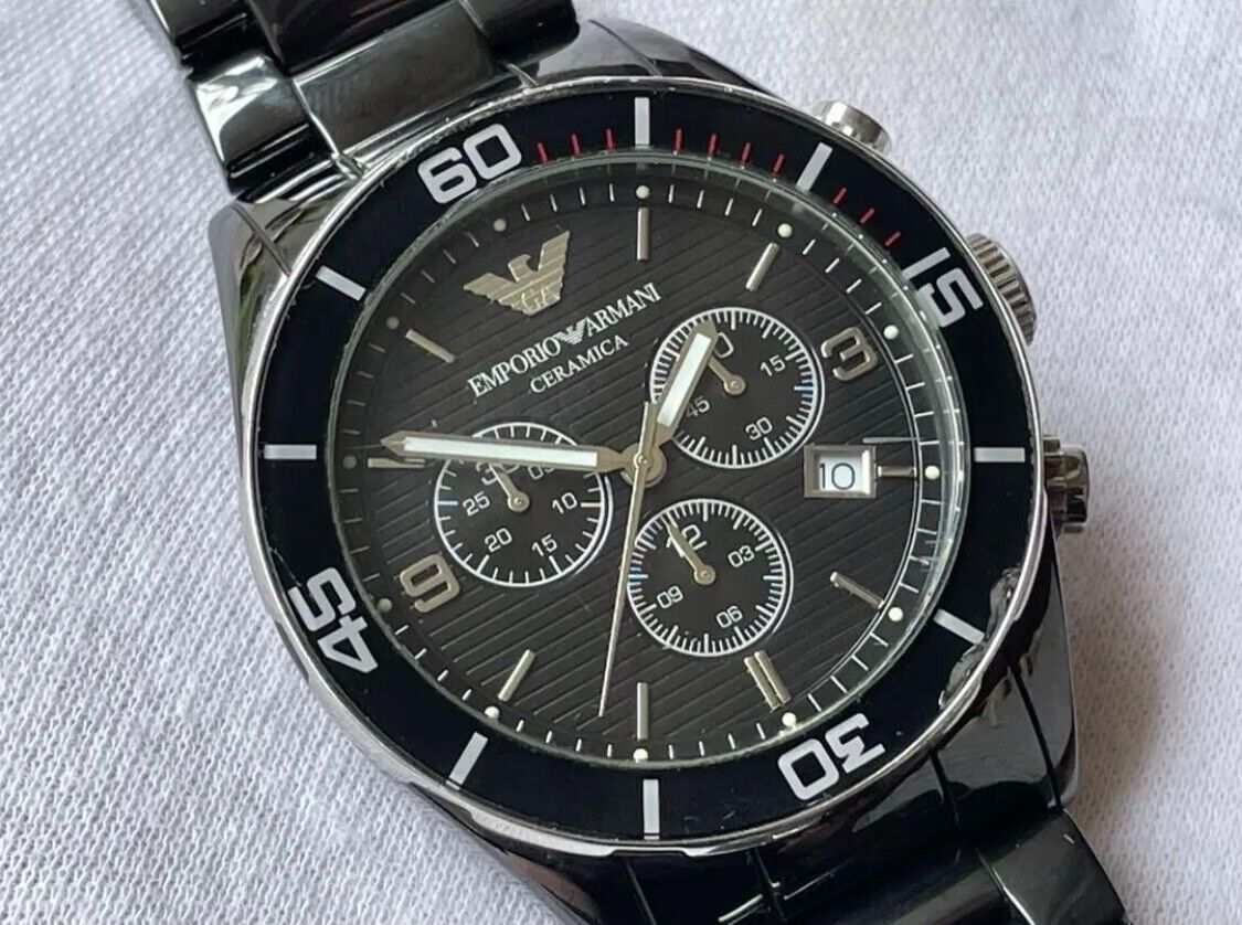 Shop Authentic Emporio Armani Black Ceramic Chronograph Black Dial Watch For Men - AR1421 - Luxxuri