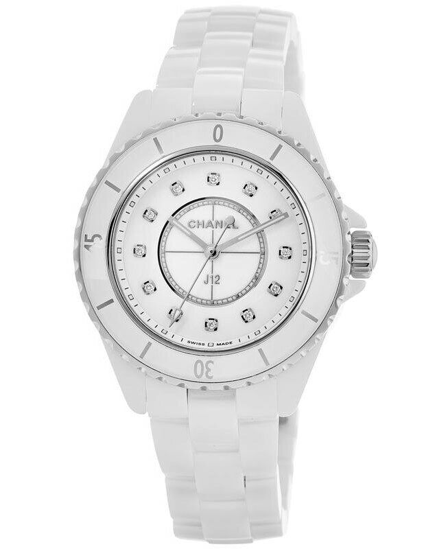 Shop Authentic Chanel J12 Quartz Diamonds White Dial White Steel Strap Watch for Women - J12 H5703 - Luxxuri