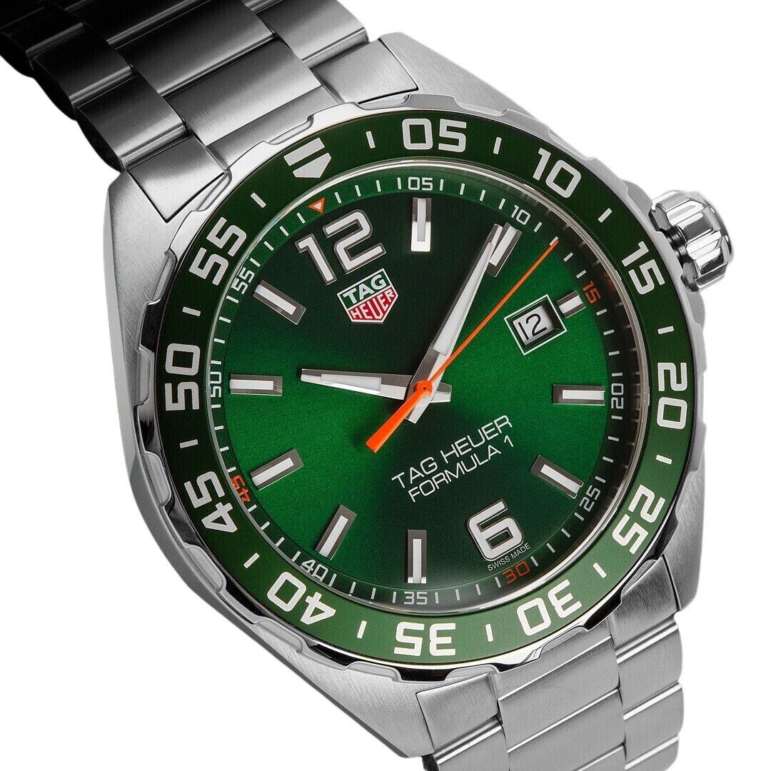 Shop Authentic Tag Heuer Formula 1 Quartz Green Dial Silver Steel Strap Watch for Men - WAZ1017.BA0842 - Luxxuri
