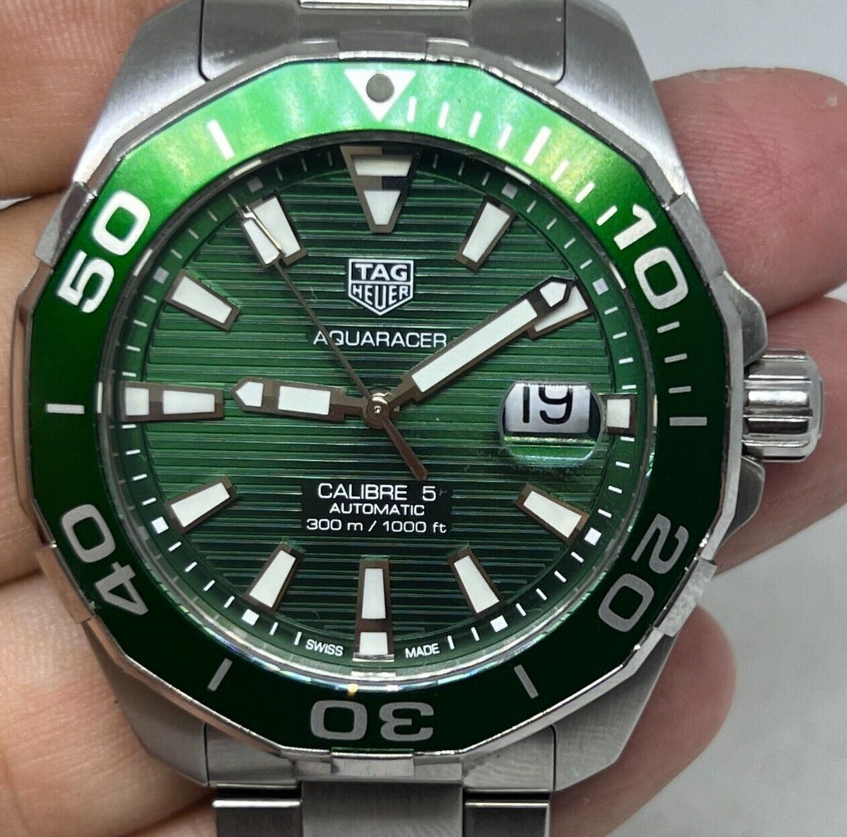 Shop Authentic Tag Heuer Aquaracer Green Dial Watch for Men - WAY201S.BA0927 - Luxxuri