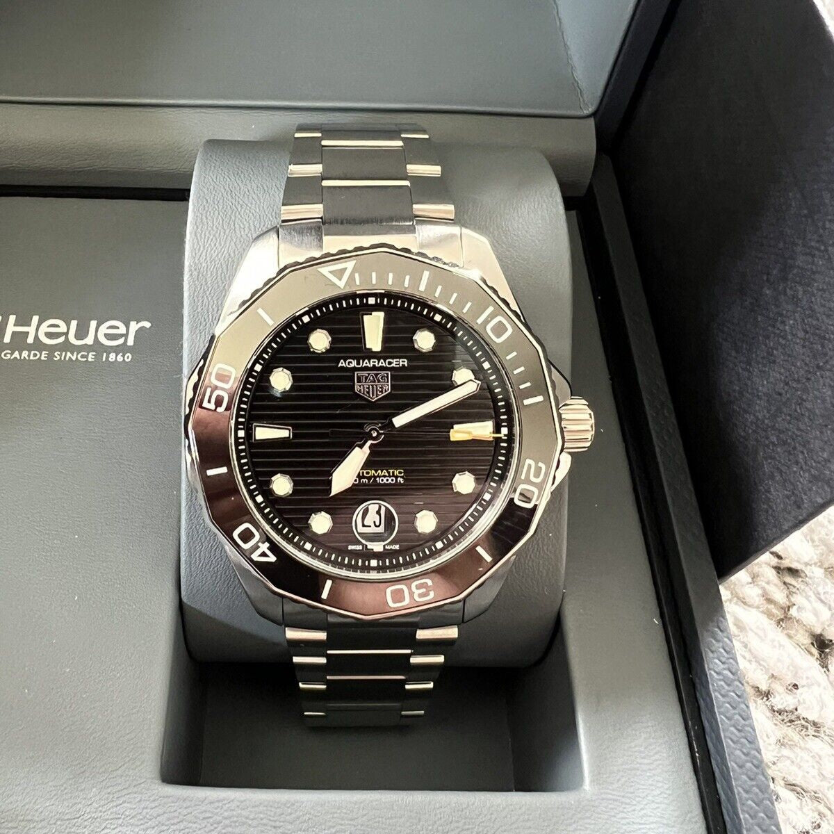 Shop Authentic Tag Heuer Aquaracer Professional 300 Automatic Black Dial Silver Steel Strap Watch for Men - WBP201A.BA0632 - Luxxuri