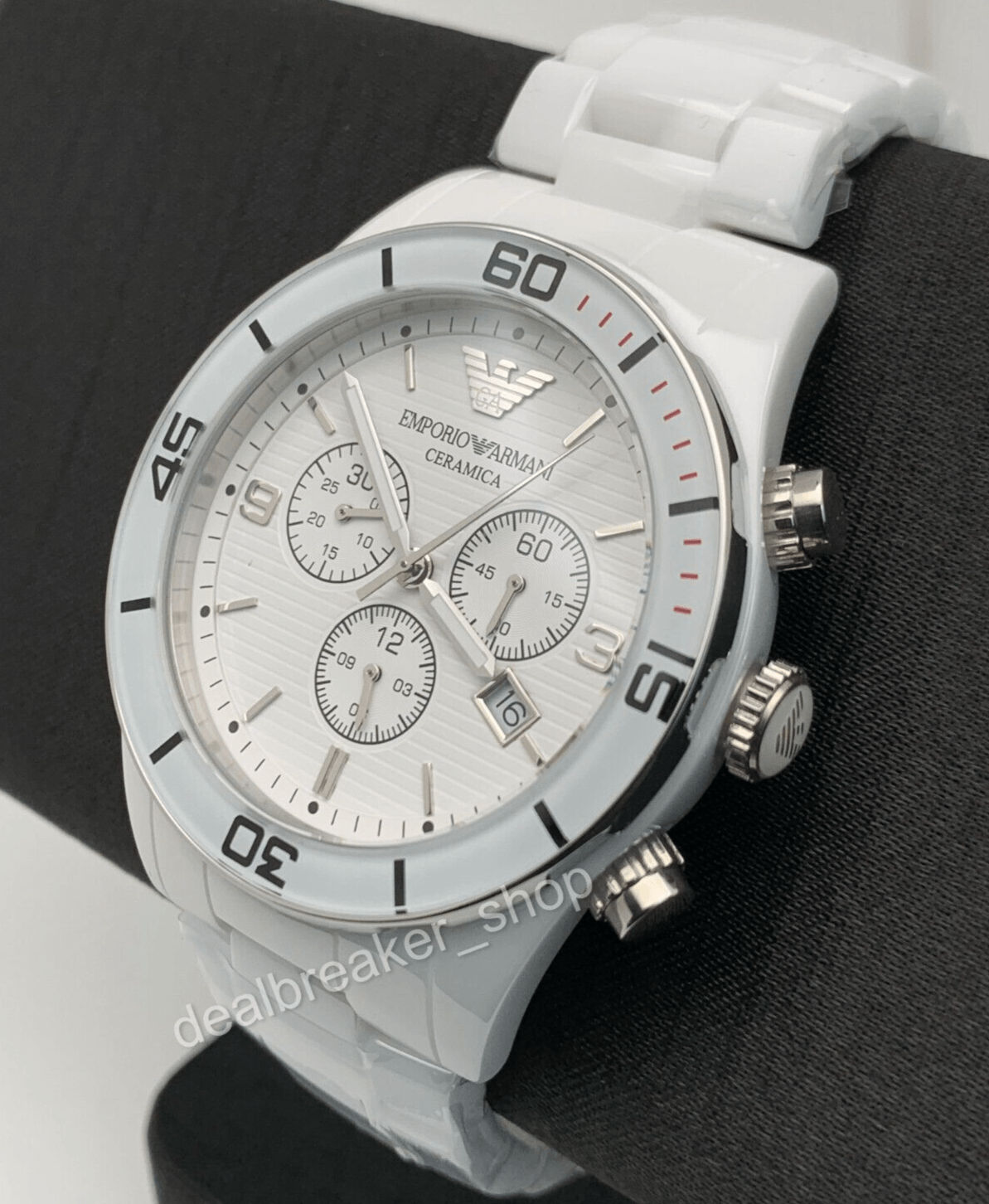 Shop Authentic Emporio Armani Ceramic Chronograph White Dial White Ceramic Strap Watch For Men - AR1424 - Luxxuri