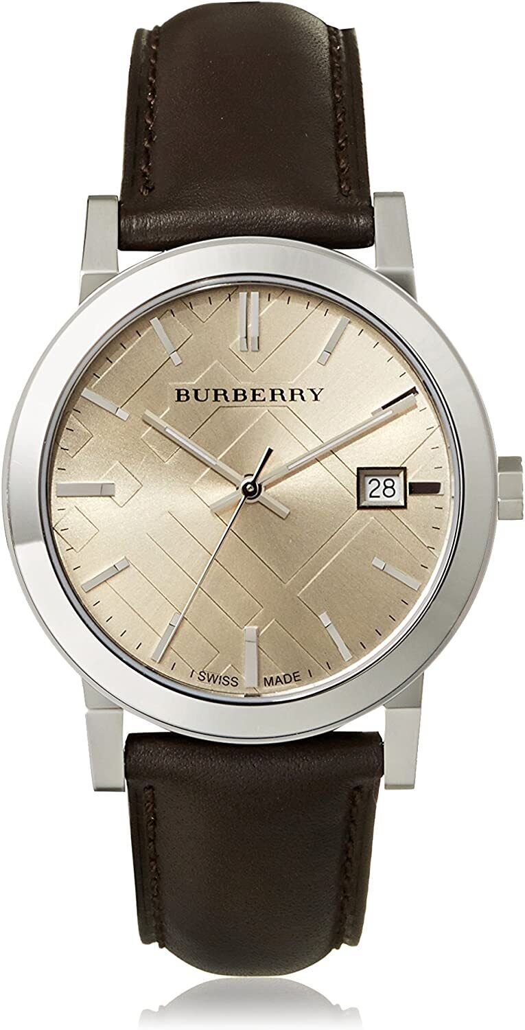 Shop Authentic Burberry The City Gold Dial Brown Leather Strap Watch for Men - BU9011 - Luxxuri