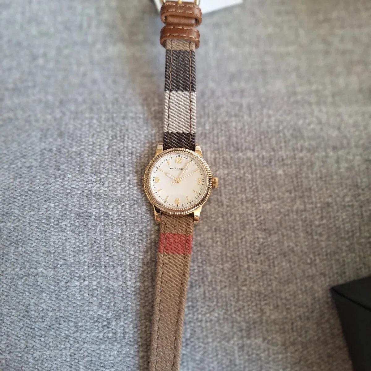 Burberry Utilitarian White Dial Multicolor Leather Strap Watch for Women - BU7851