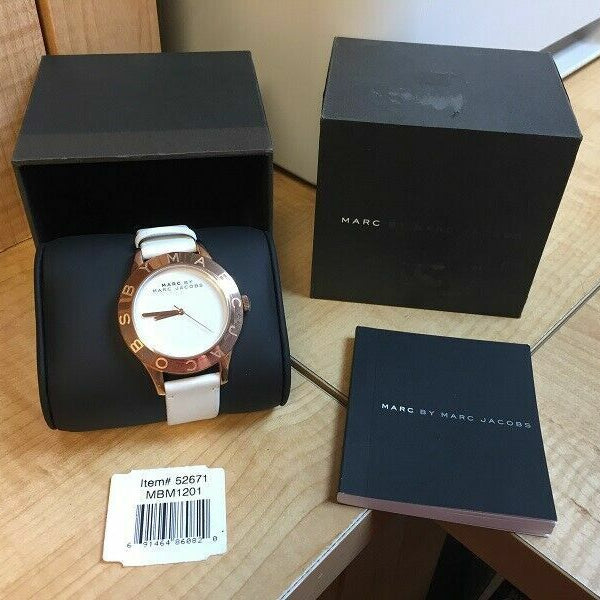Shop Authentic Marc Jacobs Blade White Dial White Leather Strap Watch for Women - MBM1201 - Luxxuri