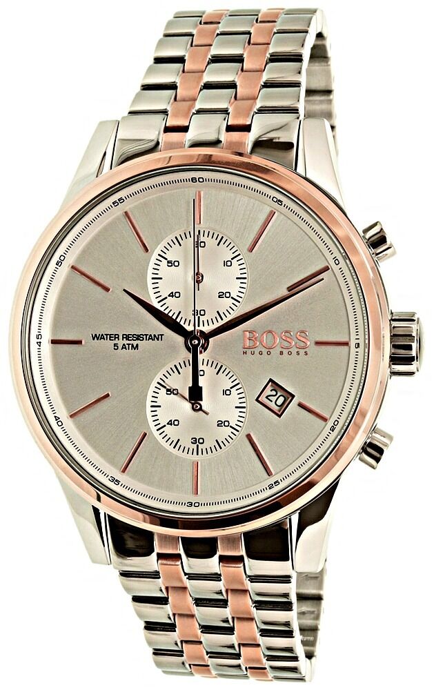 Hugo Boss Jet Chronograph Silver Dial Two Tone Steel Strap Watch for Men - 1513385