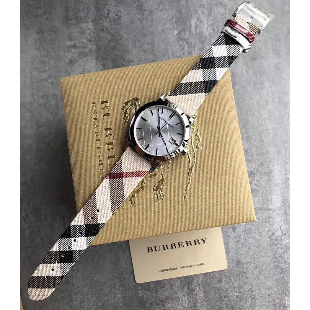 Shop Authentic Burberry The City White Dial Brown Leather Strap Watch for Women - BU9113 - Luxxuri