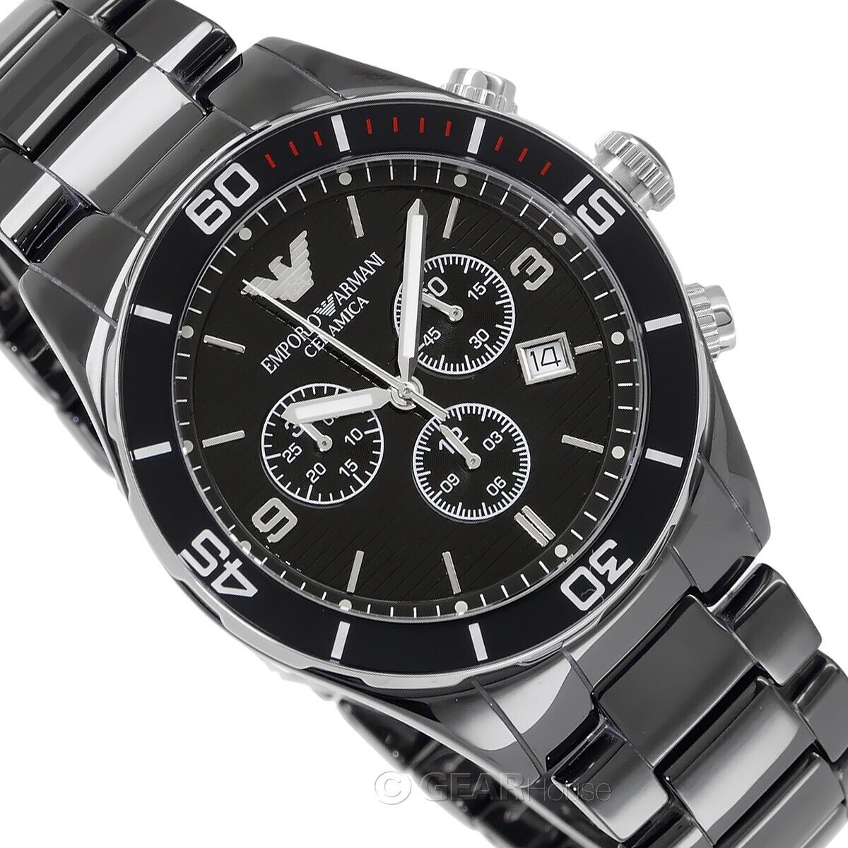 Shop Authentic Emporio Armani Black Ceramic Chronograph Black Dial Watch For Men - AR1421 - Luxxuri