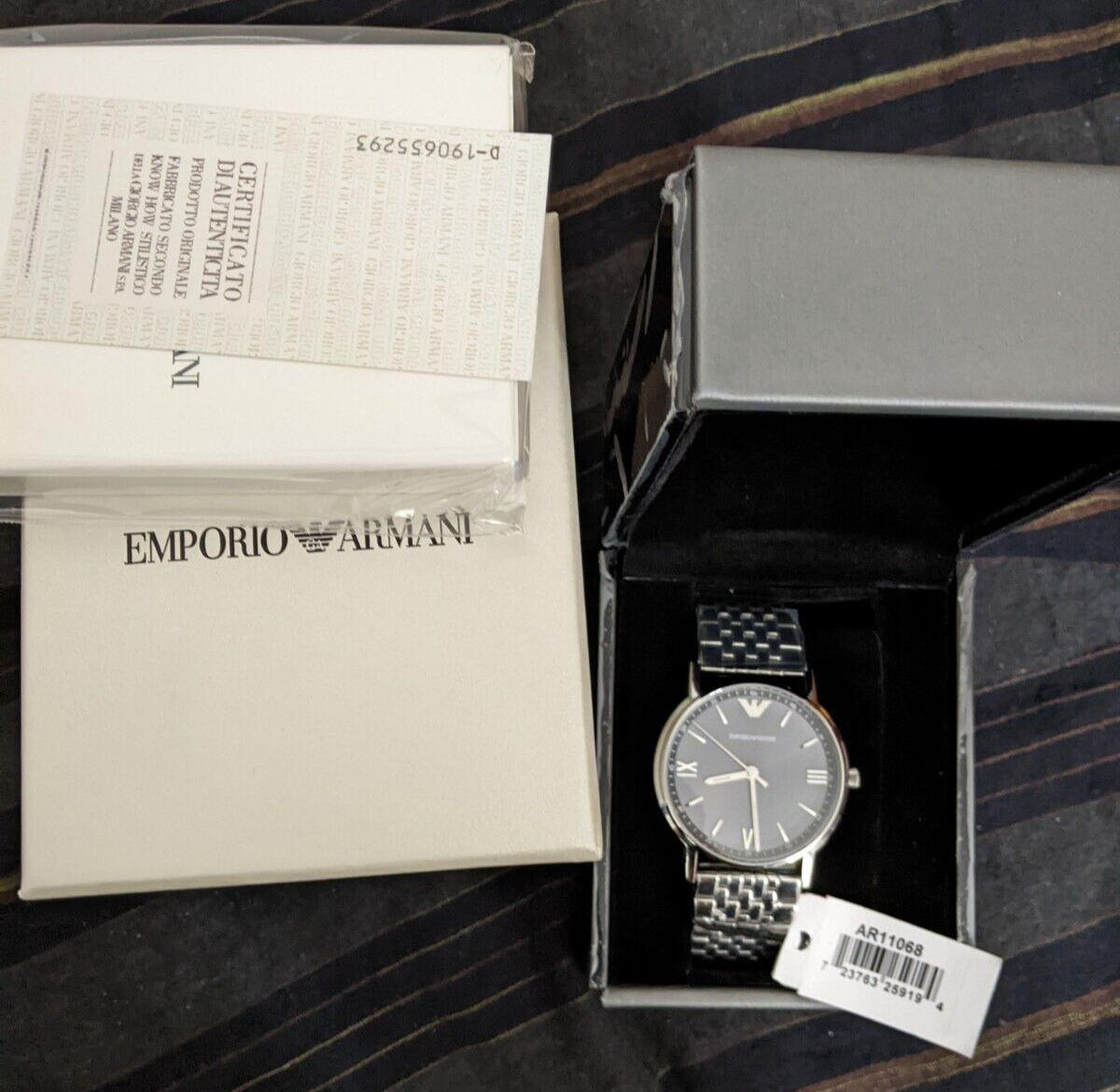Shop Authentic Emporio Armani Kappa Quartz Grey Dial Silver Mesh Bracelet Watch For Men - AR11068 - Luxxuri