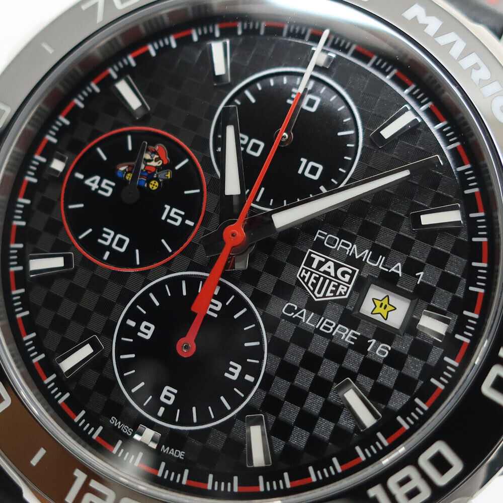Shop Authentic Tag Heuer Formula 1 Mario Kart Chronograph Black Dial Black Leather Strap Watch for Men - CAZ201E.FC6517 - Luxxuri