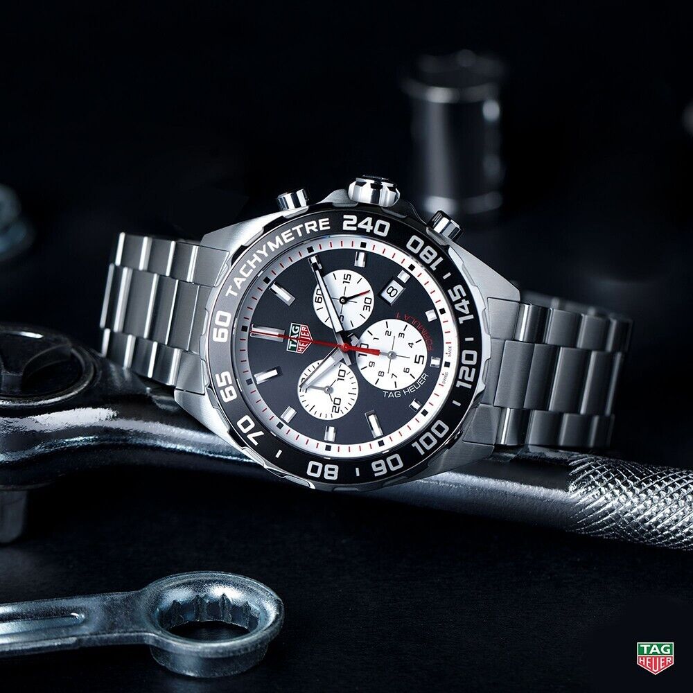 Shop Authentic Tag Heuer Formula 1 Chronograph Black Dial Silver Steel Strap Watch for Men - CAZ101E.BA0842 - Luxxuri