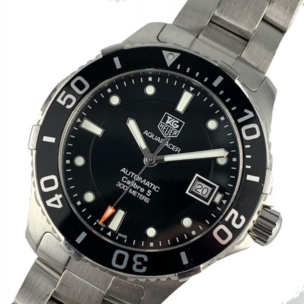 Shop Authentic Tag Heuer Aquaracer Automatic Caliber 5 Black Dial Silver Steel Strap Watch for Men - WAN2110.BA0822 - Luxxuri