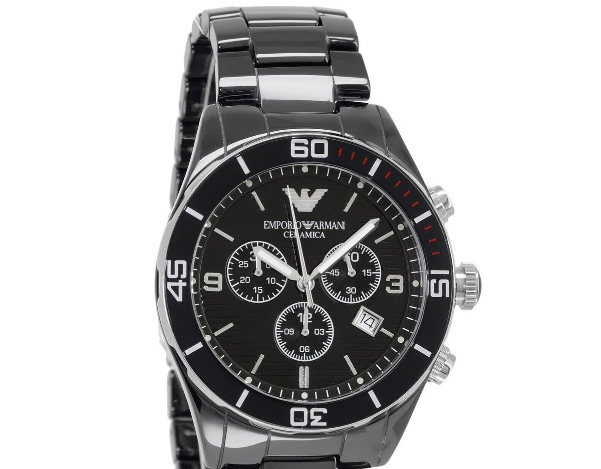 Shop Authentic Emporio Armani Black Ceramic Chronograph Black Dial Watch For Men - AR1421 - Luxxuri