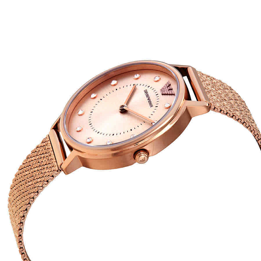 Shop Authentic Emporio Armani Kappa Pink Dial Pink Mesh Bracelet Watch For Women - AR11129 - Luxxuri