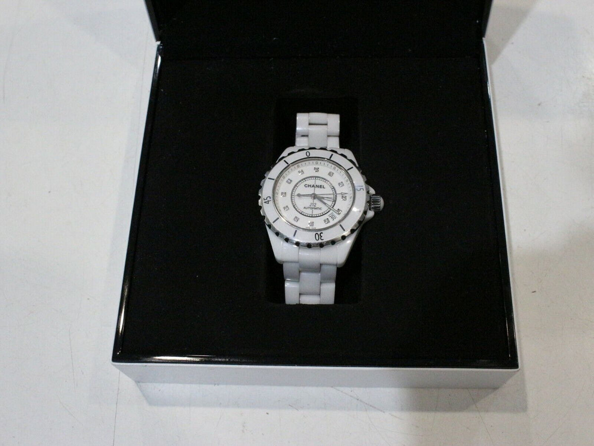 Shop Authentic Chanel J12 Quartz Diamonds White Dial White Steel Strap Watch for Women - J12 H5703 - Luxxuri