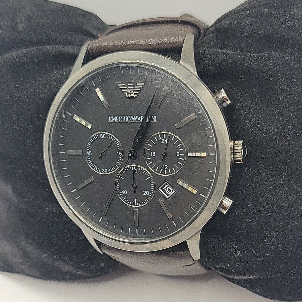 Shop Authentic Emporio Armani Sportivo Black Dial Brown Leather Strap Watch For Men - AR2462 - Luxxuri