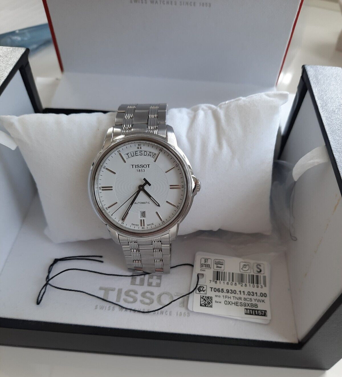 Shop Authentic Tissot T Classic Automatic III Day Date White Dial Silver Steel Strap Watch for Men - T065.930.11.031.00 - Luxxuri