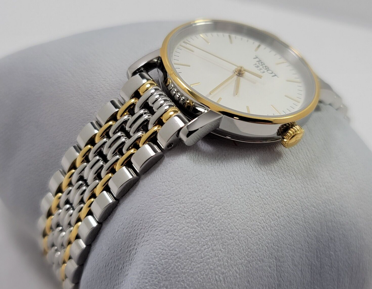 Tissot T Classic Everytime Small White Dial Two Tone Mesh Bracelet Watch For Women - T109.210.22.031.00