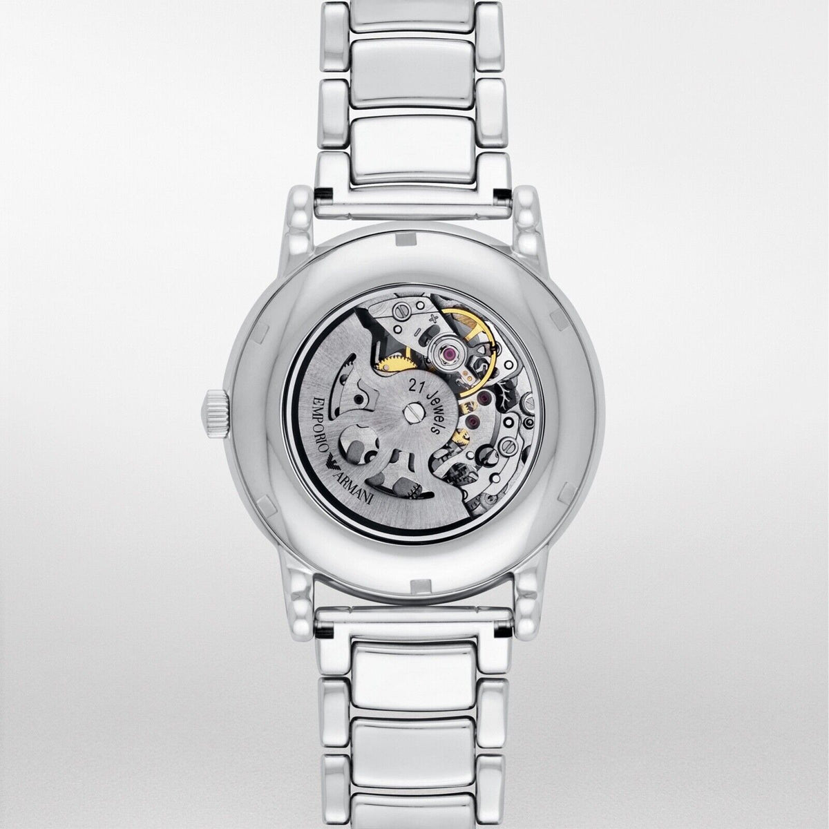 Shop Authentic Emporio Armani Meccanico Skeleton Silver Dial Silver Steel Strap Watch For Men - AR1980 - Luxxuri
