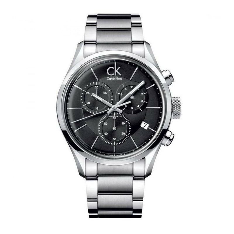 Shop Authentic Calvin Klein City Chronograph Black Dial Silver Steel Strap Watch for Men - K2G27143 - Luxxuri