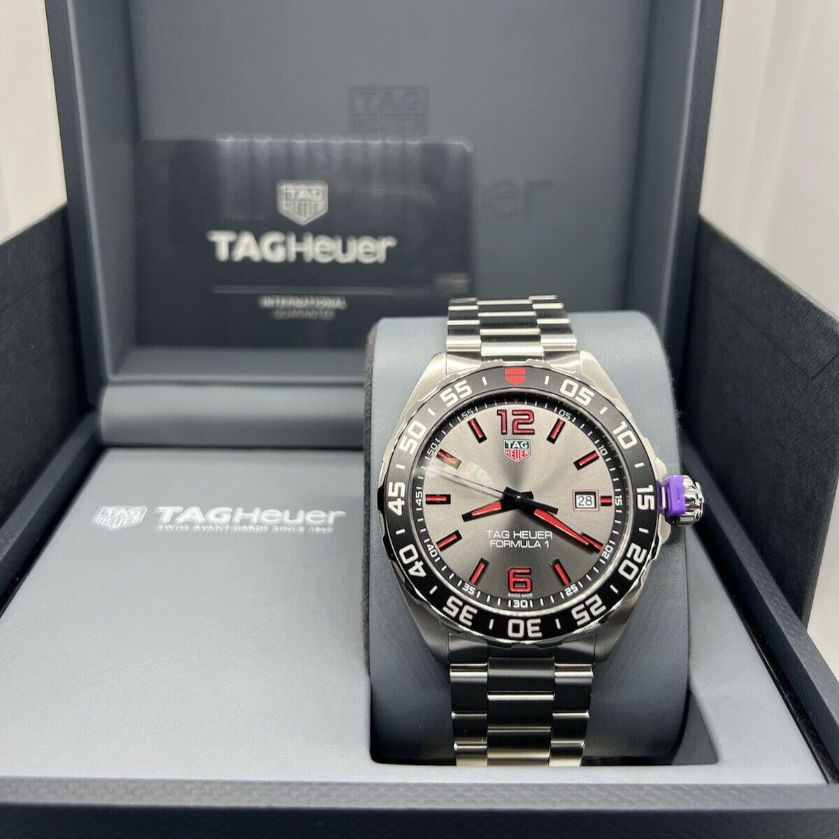 Shop Authentic Tag Heuer Formula 1 Quartz Anthracite Dial Silver Steel Strap Watch for Men - WAZ1018.BA0842 - Luxxuri
