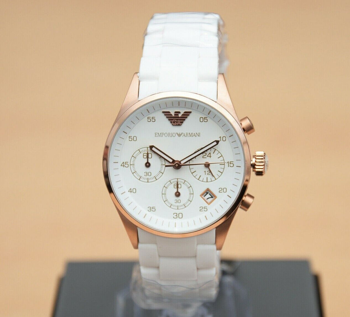 Shop Authentic Emporio Armani Sportivo Silver Dial White Silicone Strap Watch For Women - AR5920 - Luxxuri
