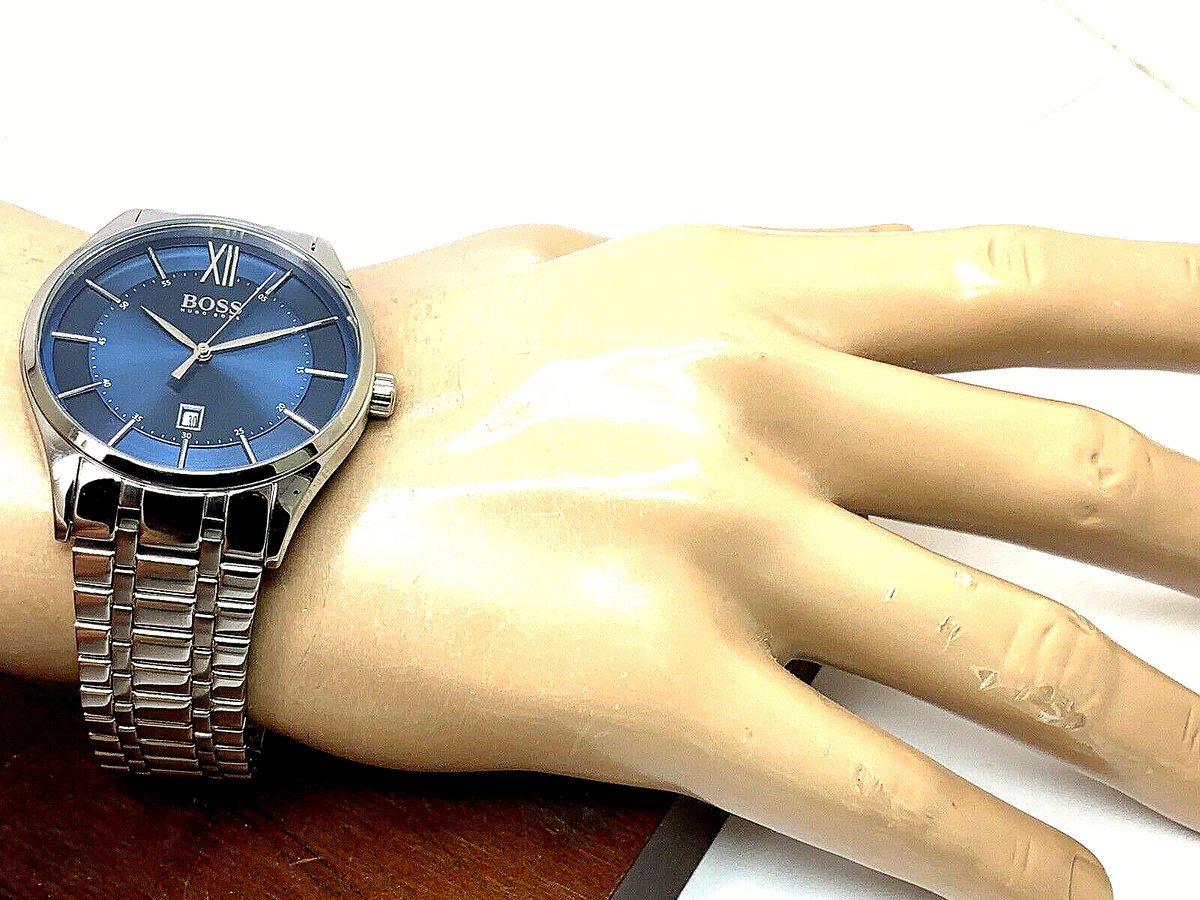Shop Authentic Hugo Boss Governer Blue Dial Silver Steel Strap Watch for Men - 1513487 - Luxxuri