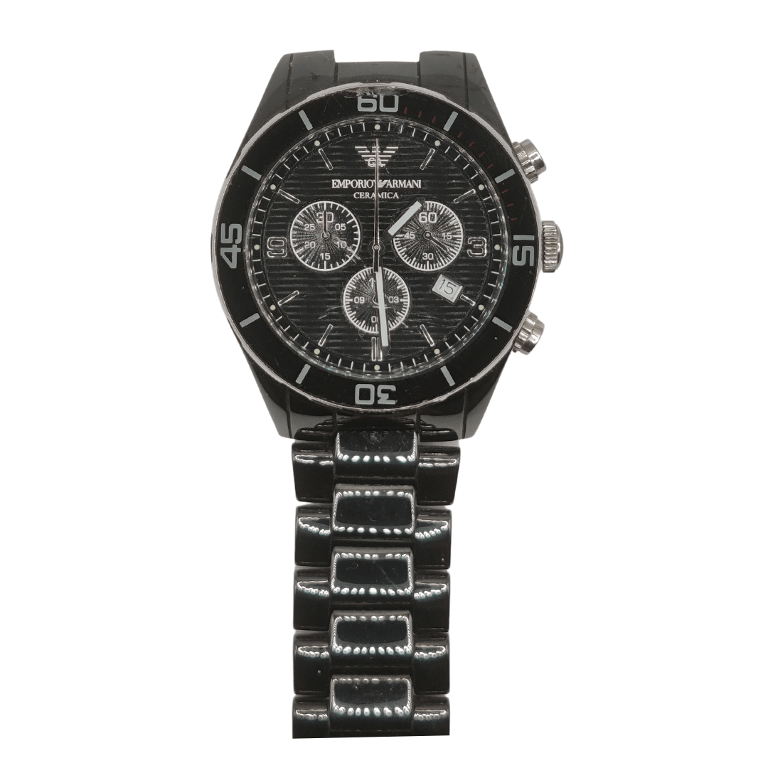 Shop Authentic Emporio Armani Black Ceramic Chronograph Black Dial Watch For Men - AR1421 - Luxxuri