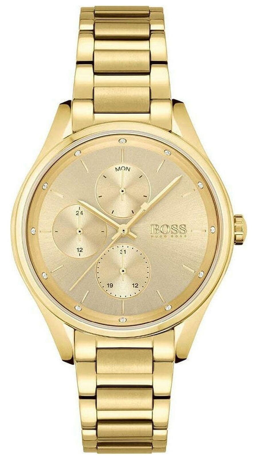 Shop Authentic Hugo Boss Grand Course Gold Dial Gold Steel Strap Watch for Women - 1502584 - Luxxuri