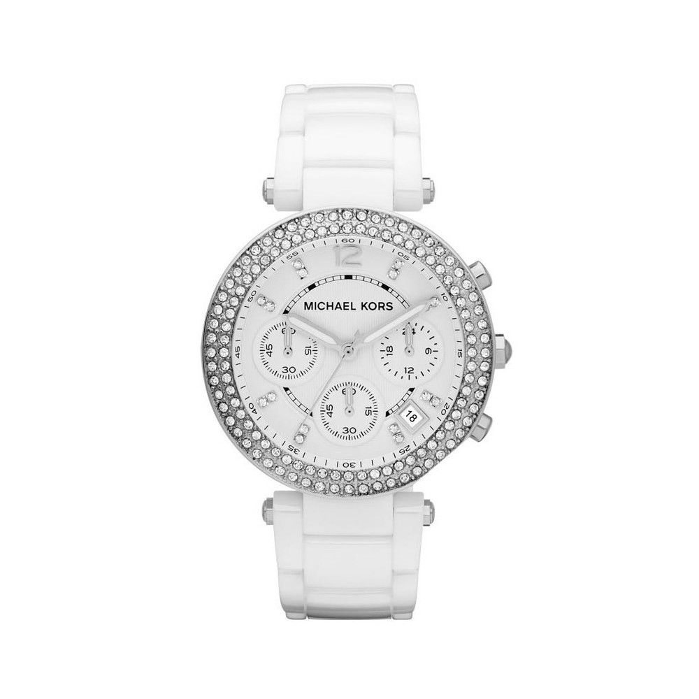 Shop Authentic Michael Kors Parker White Dial White Ceramic Strap Watch for Women - MK5654 - Luxxuri